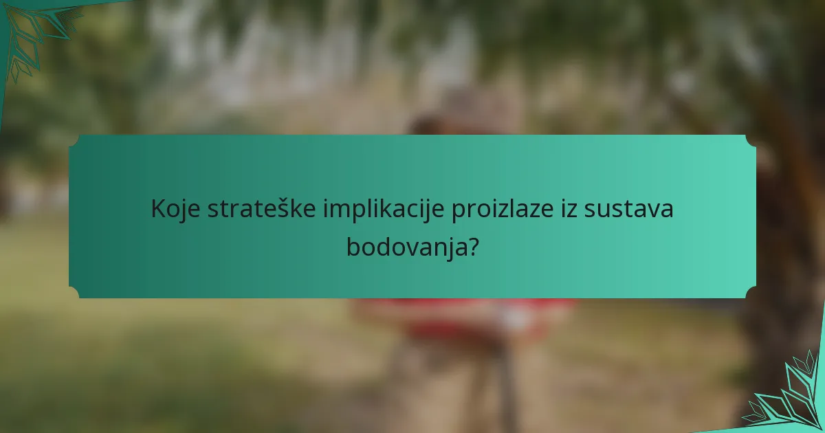 Koje strateške implikacije proizlaze iz sustava bodovanja?